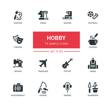 Hobby - line design icons set