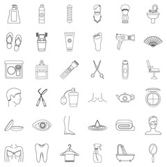 Fototapeta premium Stomatology icons set, outline style