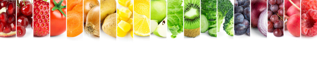 Collage of fruits and vegetables