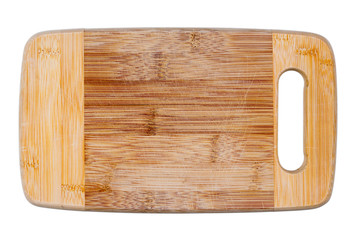 Altes Früchstücksbrettchen mit Griff isoliert auf weißem Hintergrund