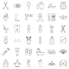 Toothpaste icons set, outline style