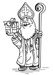 Sinterklaas heeft een cadeau in zijn hand