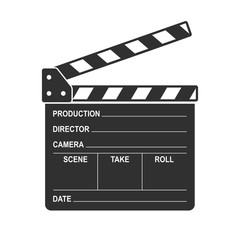 Fototapeta na wymiar Film clapper board icon isolated on white background. Blank movie clapper cinema vector illustration