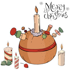 Christingle isolated on white background. Christmas symbol.