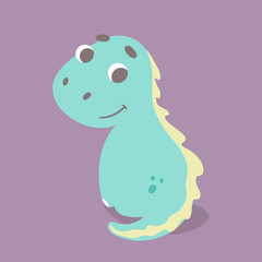 Cute vector dinosaur in flat style. children's illustration of dino, perfect design for cards, t-shirt or apparel print, sticker or patch design