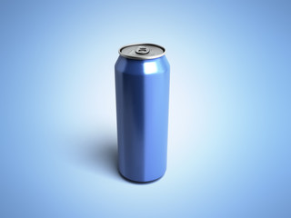 Metal Aluminum Beverage Drink Can 3d render on blue