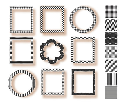 Frame set and a set of seamless patterns used for the frames .