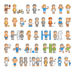 Vector sports set of pixel people