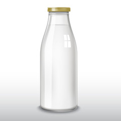 Traditional glass milk bottle. EPS-10