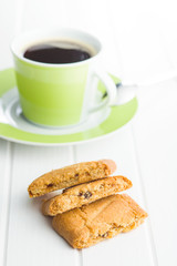Sweet cookies and coffee cup.