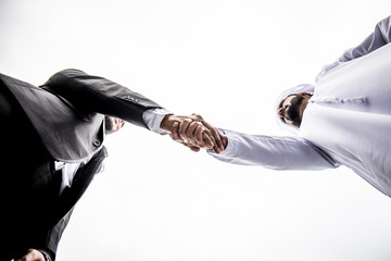 Arabic businessman giving an handshake to his business partner