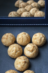 A fresh aromatic shortbread is reflected in the mirror surface of the oven