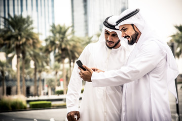 Arabian businessmen talking about business