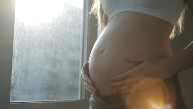 Close up of a cute pregnant belly