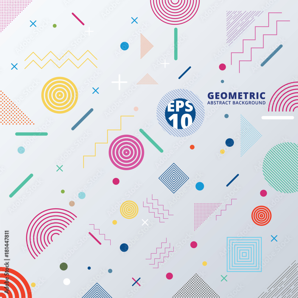 Poster abstract colorful color circle geometric pattern design and background. use for modern design, cover