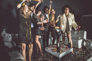 Party people celebrating in the club