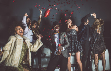 Party people celebrating in the club