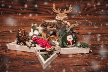 winter holidays table arrangement with snow flakes