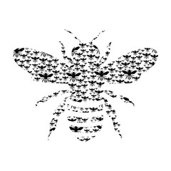 Black Bee Silhouette isolated on white background