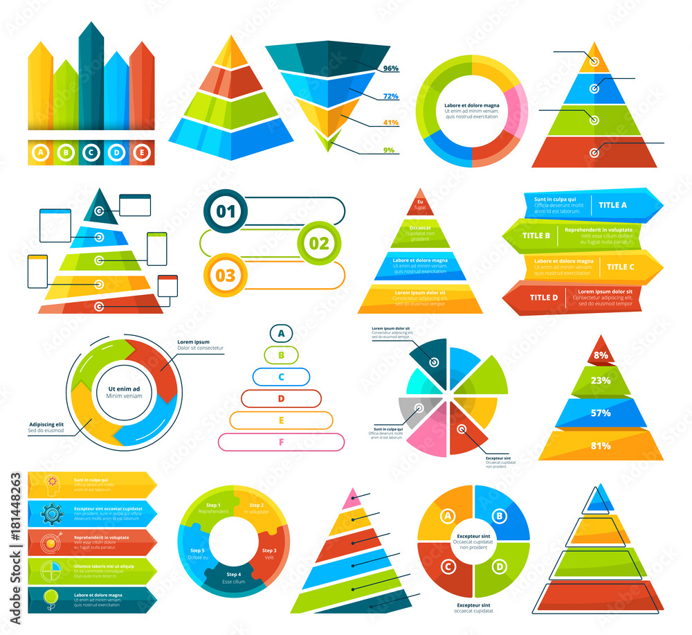 Poster big vector collection of infographic elements. pie charts, graphs, diagram and triangles
