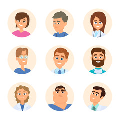 Medical nurses and doctors. Avatars in cartoon style