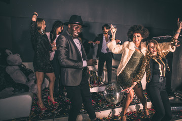 Party people celebrating in the club