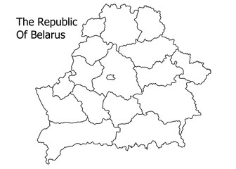 The Republic of Belarus border on a white background circuit