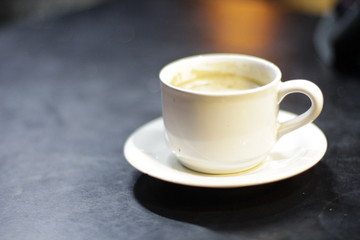 hot coffee with latte in the morning