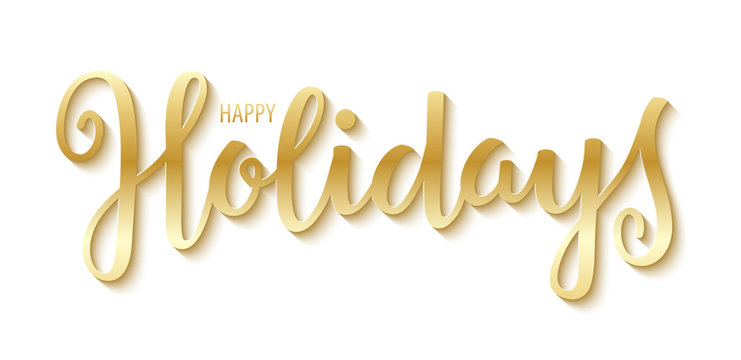 HAPPY HOLIDAYS gold brush calligraphy banner
