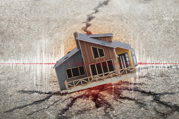 Earthquake crisis house risk insurance concept