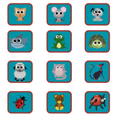 Obraz premium A set of icons with animals.