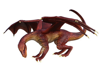 3D Rendering Fantasy Dragon on White