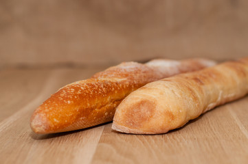 Italian and French baguette near