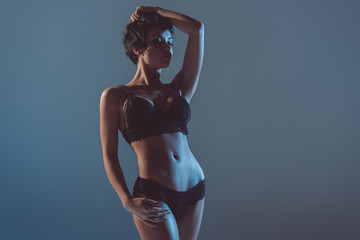 Obraz premium sexy girl in black lingerie