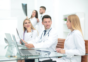 Fototapeta premium group of medical workers working together in hospital