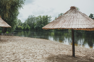 Thatched roof on the beach