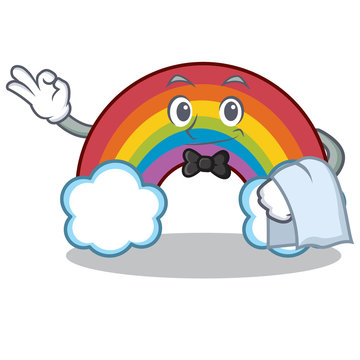recommend clip art: Waiter colorful rainbow character cartoon