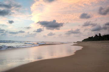 sunset over tropical beach