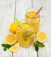 Jars with lemonade