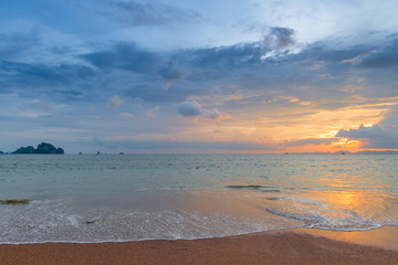 sunset sky over the sea surface in Thailand