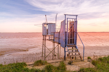 fishing shelter in the harbor of Saint-julien-Beycheville, Gironda river France