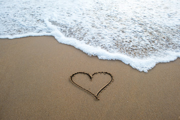 heart shape sign on sand