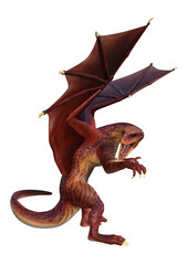 3D Rendering Fantasy Dragon on White
