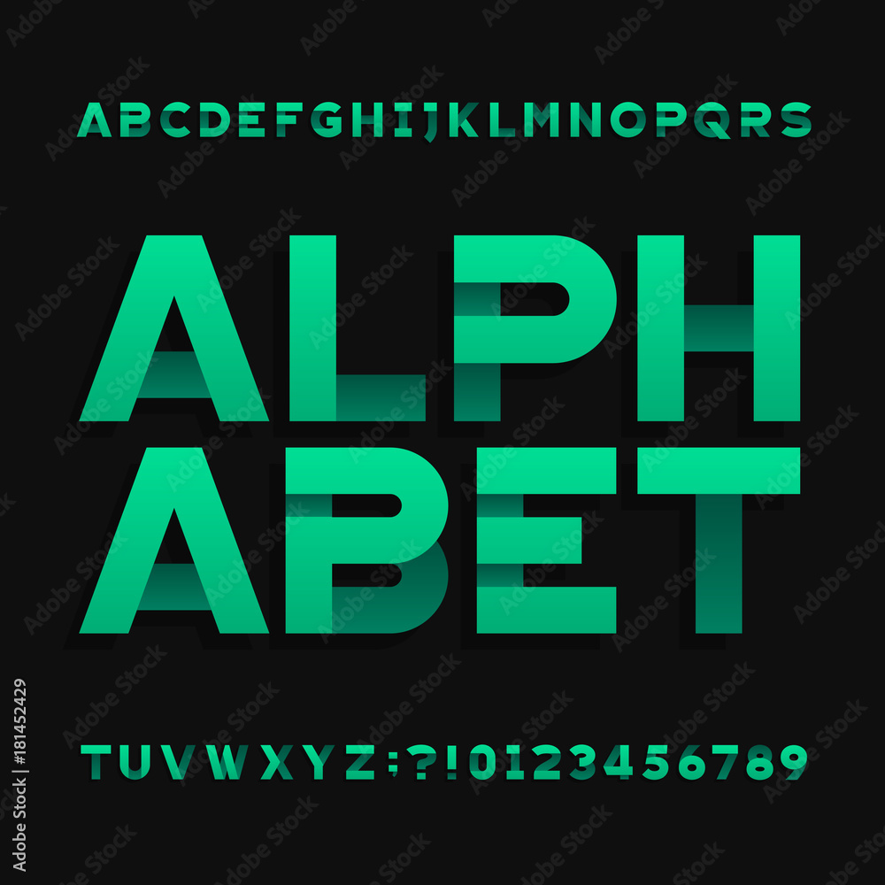Fototapete abstract futuristic alphabet typeface. type letters and numbers. vector font for your headers or any