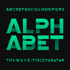 Abstract futuristic alphabet typeface. Type letters and numbers. Vector font for your headers or any typography design.