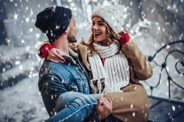 Couple outdoor in winter