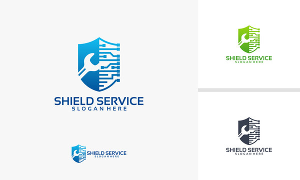 Strong Service logo template, Shield Service logo designs vector