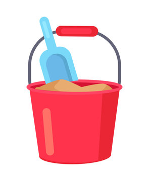 Vector poster of Bucket with Sand and Kids Spade