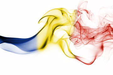 Romania flag smoke