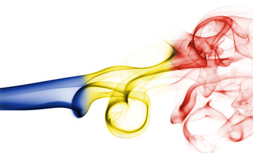 Romania flag smoke